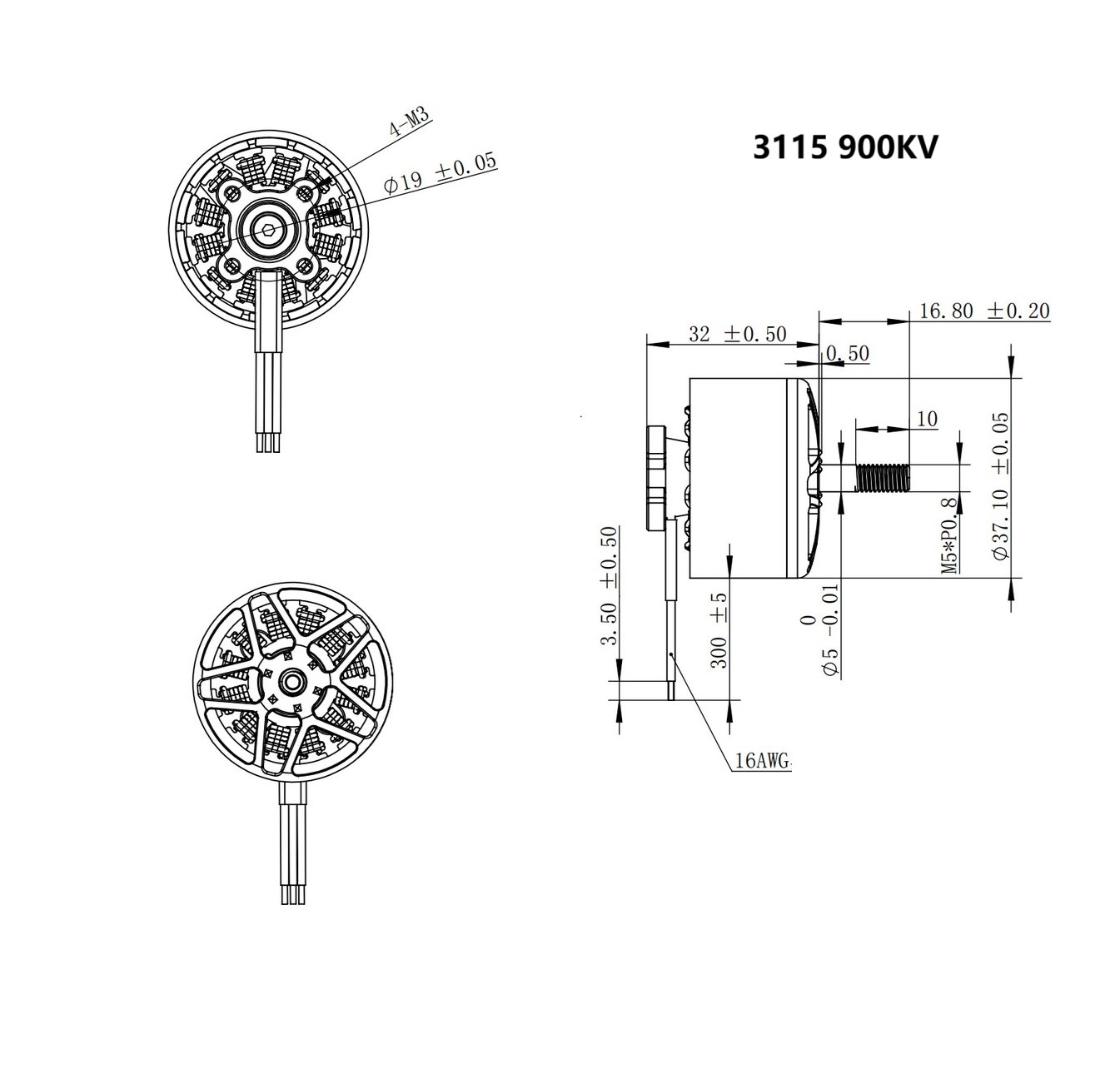 BK-3115 High-Efficiency 3115 Brushless Drone Motor | 900KV / 730KV FPV & Industrial UAV Power System - Image 3